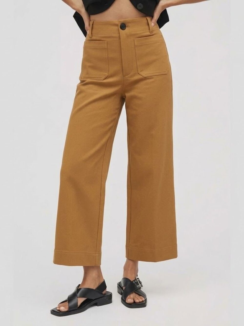 Anthropologie Maeve The Colette Knit Cropped Wide Leg Pants Beige Size 23